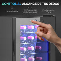 HOMCOM Vinoteca 20 Botellas, Nevera para Vinos con Compresor, Puerta de Doble Cristal Anti-UV, Temperatura 5-18°C, Pantalla Táctil, 4 Estantes Regulables, Luz LED Interior, Silenciosa 39DB, Negro - details 6