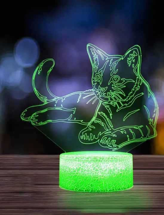 Lámpara Nocturna LED 3D De Anime Gato Cartón Toque Interruptor Seguro Para Niños Decoración De Habitación Regalos De Cumpleaños Y Navidad - 1