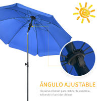 Outsunny Sombrilla de Playa Grande Ø180 cm Sombrilla de Terraza Exterior con Ángulo Ajustable Protección UV50+ Impermeable Mástil de Ø32 mm - details 4