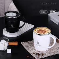 Taza De Café De Acero Inoxidable 304 Con Tapa Tumbler Doble Capa Resistente Al Calor Con Asa Vaso Termo Para Bebidas - details 0