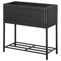Outsunny Jardinera Exterior para Huerto Urbano Mesa de Cultivo Rectangular para Balcón Alta con Estante Gris y Negro - details 0
