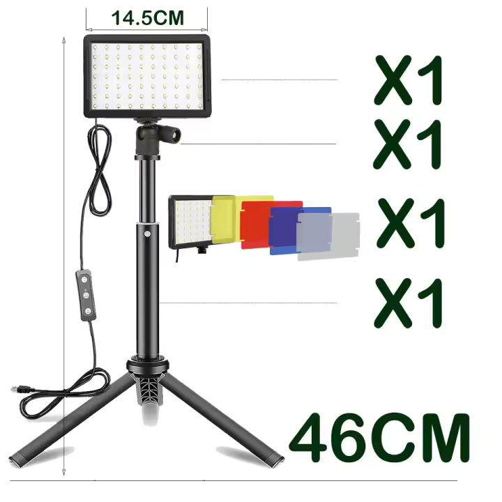 Kit De Iluminación LED Para Fotografía Y Video Con Tripode Y Filtros RGB Panel De Luz De Estudio Para Grabación En Vivo Y YouTube - 1