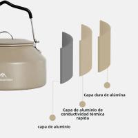 Hervidor De Agua De Viaje Ultraligero De 1.4L Con Manija Para Estufa Café Metal Suministros De Mesa Color Khaki Verde Negro - details 27