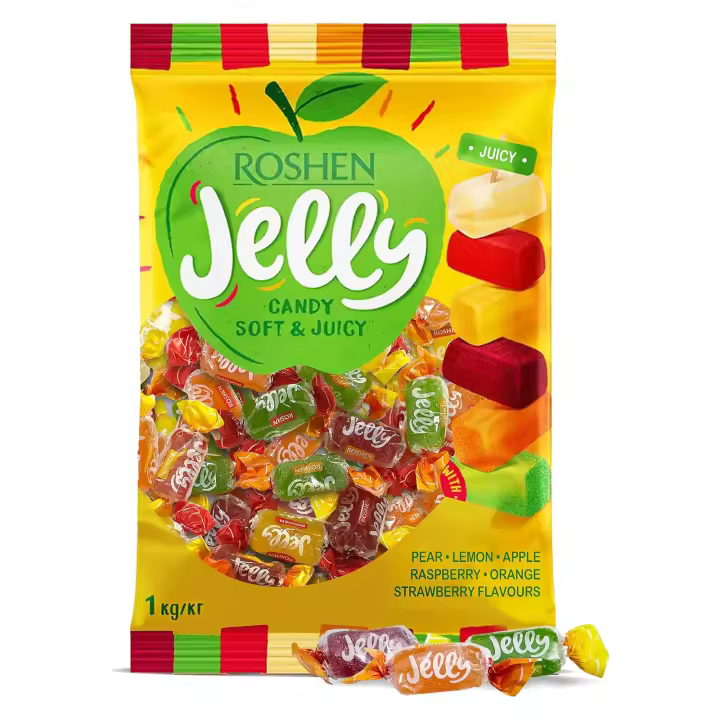ROSHEN. Caramelos Roshen 1 kg – Jelly, Crazy Bee Fruty, Coffee Like o Butter Milk – Bolsa de Caramelos Surtidos Envuelto Individualmente - 1