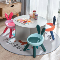 Silla de actividades de plástico para niños pequeños con orejas de conejo, soporte de respaldo y banco redondo duradero, sala de juegos, dormitorio, escuela, taburete adecuado para niños y - details 1
