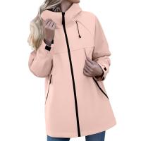 Chaqueta De Cierre Para Mujer Casual Con Capucha Color Sólido Transpirable Impermeable Y Antigolpes Para Camping Y Escalada Al Aire Libre - details 9