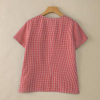 Blusa a Cuadros ZANZEA Para Mujer Verano Manga Corta Cuello V Casual Ligera Tops De Verano Blusas Para Mujer OL Trabajo - details 5