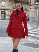 Vestido Mini Bodycon Elegante Dulzura Con Cremallera Y Mangas Largas Para Mujer Con Bolsillos Para Oficina Y Calle Otoño Invierno - details 22