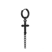 Pendiente de aro con plumas cruzadas para mujer, Piercing de acero inoxidable, con Clip, estilo hip pop, Punk, CZ, magnético, 1 par - details 14