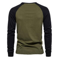 AIOPESON-camisetas de manga larga para hombre, 100% algodón, cuello redondo, informal, Primavera, Diseñador - details 3