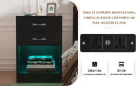 Rcynview Mesa de Noche de Metal con Luz LED Diseño Moderno con 2 Cajones - details 4