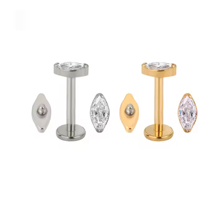 Piercing de titanio G23 para el cuerpo, accesorio con forma de serpiente, abeja, pluma, labio, cartílago, Labret, oreja, lengua, Helix, roscado, joyería, 1 ud. - 1