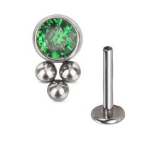 Tachuelas de titanio para oreja, conjunto de 3 bolas roscadas con bisel CZ, superior, Labret, labio, Piercing para cartílago de la oreja, joyería para Tragus, 1PcG23 - details 9