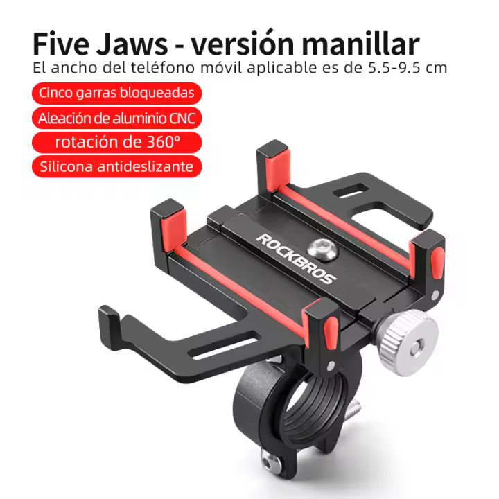Soporte de Teléfono ROCKBROS para Motocicleta Bicicleta Eléctrica Soporte Mecánico de Cinco Garras de Aleación de Aluminio CNC Adecuado para Smartphones - 1