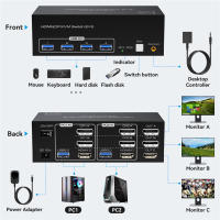 Navceker Interruptor de KVM Triple Monitor 8K Pantallas HDMI USB 3.0 Tecnología de pantalla triple 2x3 Ajuste para 3 ordenadores 144Hz 4K - details 1