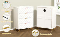 Rcynview Mesita de Noche Moderna Resistente a Arañazos, Material de Madera, 4 Cajones, 2 Enchufes AC, 2 Puertos USB Ideal para Dormitorio, Sala de Estar - details 0