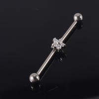 Piercing de titanio g23, 14g, Ópalo, Luna, flor, pendientes de tuerca, doble oreja, puente de oreja, joyería, 1 ud. - details 2