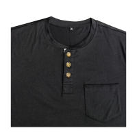 Camisa de manga larga para hombre, camisetas informales ajustadas con botones de gofres Henley, S-3XL, color azul cielo - details 3