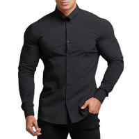 Camisa lisa de manga larga para hombre, ropa deportiva superajustada, informal, a la moda, para negocios y eventos sociales - details 8