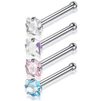 Juego de pendientes de acero quirúrgico para piercing de nariz, conjunto de anillos cuadrados para piercing en forma de l, Estrella real, 4 piezas - details 21