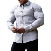 Camisa lisa de manga larga para hombre, ropa deportiva superajustada, informal, a la moda, para negocios y eventos sociales - details 7