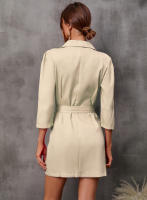 Vestidos de traje informales para mujer, chaqueta de manga de tres cuartos, cuello en V, botones, Beige S - details 4
