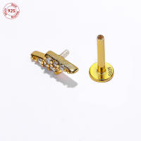 Pendientes de plata de ley 925 con diseño de flor para mujer, aretes de 2 piezas, Piercing de hilo de 16G, joyería fina de boda de oro de 18K - details 5