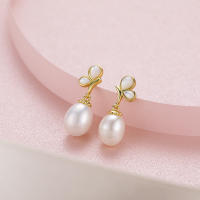 Crace-pendientes de plata de ley 925 para mujer, joyería con forma de mariposa, perlas de agua dulce en forma de lágrima - details 5