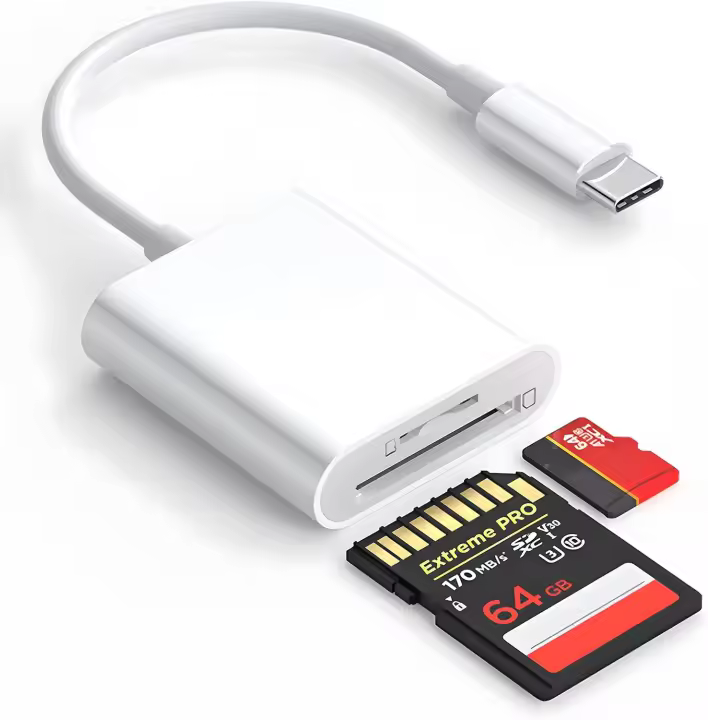 Adaptador de Tarjeta de Memoria SD TF de 2 en 1 Lector de Cámara para Huawei Xiaomi iPhone Type C - 1