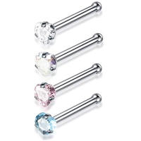 Juego de pendientes de acero quirúrgico para piercing de nariz, conjunto de anillos cuadrados para piercing en forma de l, Estrella real, 4 piezas - details 17
