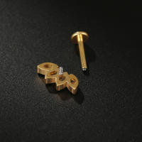 Pendiente de titanio G23 para Piercing de oreja, joyería para cartílago, Labret, tornillo de labio, Parte posterior plana chapada en oro, 1 unidad, F136 - details 3