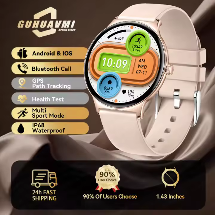 Reloj inteligente ultradelgado para mujer, pulsera con Pantalla AMOLED de 1,43 pulgadas, 466x466, píxeles HD, Bluetooth, llamadas - 1
