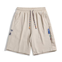 Pantalones cortos informales de verano para hombre, Shorts holgados, cómodos, cintura elástica de fuerza, Color sólido, bolsillos laterales - details 4