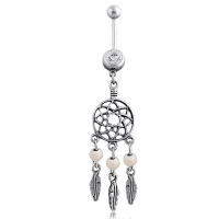 Atrapasueños de cristal austriaco para el Ombligo, Piercing de acero quirúrgico para Ombligo, 2 piezas - details 2