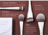 Jessup - Juego de 4 brochas de maquillaje facial para base, corrector, rubor, contorno, polvos e iluminador, color blanco perla T344 - details 2