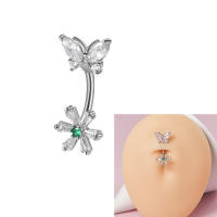 Anillo de acero quirúrgico para el ombligo, Piercing para el ombligo, CZ, cristal, abeja, flor, corazón, joyería para la oreja, 1 unidad - details 8