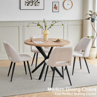 EGOONM 4PCS Sillas de comedor tapizadas de estilo nórdico, sillas ergonómicas de ocio para oficina en casa, patas de metal negro, beige - details 1