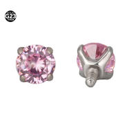 Gema CZ de titanio ASTM F136, accesorio con rosca interna para Labret Lip Stud, bolas de repuesto, Tragus Helix, pendientes, parte superior dérmica, 2,5-4mm, 2 unidades - details 3