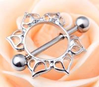 Piercing con forma de flor para pezón, piercing sexy de acero inoxidable 316l, joyería corporal, barra de cadena para el vientre, piercing para pezón, piercing para ombligo, 2 uds. - details 2