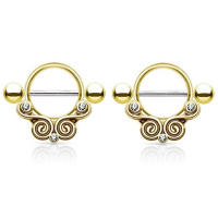 Anillo de aleación de 2 piezas para mujer, Piercing de barra Vintage elegante, 3 colores, para pezón corporal, 2023 - details 3