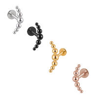 Pendiente de gota de acero quirúrgico para mujer, Piercing de hélice Tragus, pendiente de cadena de perca de oreja, pendiente de cartílago de lóbulo Rook, bola larga, lustre, 1Pc - details 10