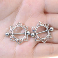 Piercing con forma de flor para pezón, piercing sexy de acero inoxidable 316l, joyería corporal, barra de cadena para el vientre, piercing para pezón, piercing para ombligo, 2 uds. - details 3
