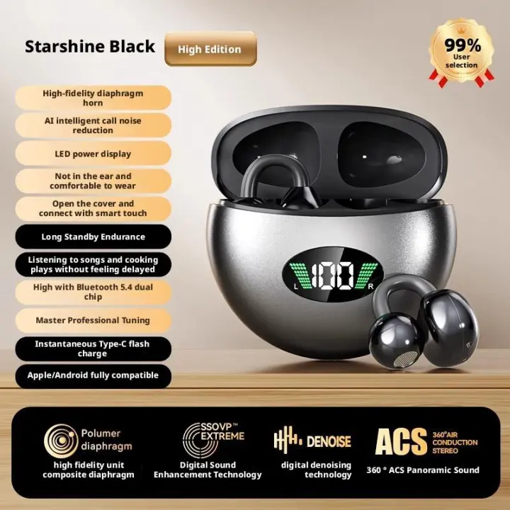 Auriculares Bluetooth de Clip para Oreja Nuevo Modelo Transfronterizo, Conducción Ósea, Alta Calidad de Sonido, Cancelación de Ruido, Duración Larga, Deportivos, Diseño Exclusivo, Universales - 1