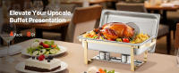SucceBuy Juego de platos para calentar de acero inoxidable, paquete de 4 de 8 cuartos, incluye sartenes de tamaño completo, tapa de vidrio, soporte plegable y soporte para combustible para eventos de catering, bodas y fiestas - details 0