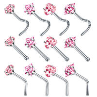Juego de pendientes de acero quirúrgico para piercing de nariz, conjunto de anillos cuadrados para piercing en forma de l, Estrella real, 4 piezas - details 6