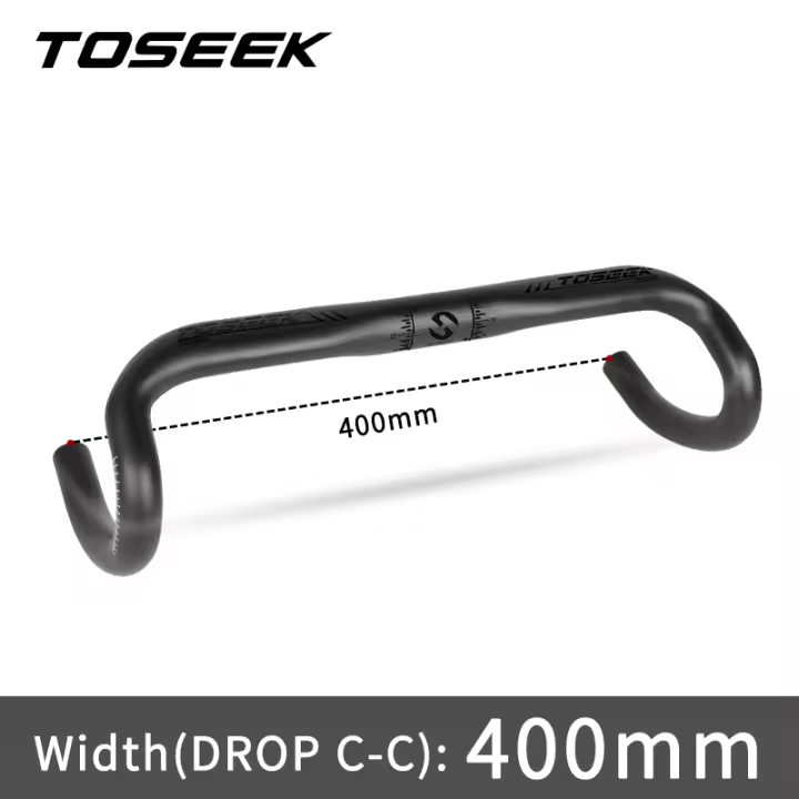 Manillar de Carbono para Bicicleta de Carretera TOSEEK Reduce Resistencia Partes de Bicicleta Endurecidas Ruta Externa Mate Negro 400/420/440mm - 1