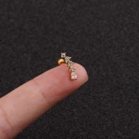 2PcsFashion gran circón ala cartílago pendiente para las mujeres piercing 1,0x6mm tragus Torre lóbulo de la oreja de helix piercing joyas - details 10