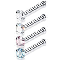 Juego de pendientes de acero quirúrgico para piercing de nariz, conjunto de anillos cuadrados para piercing en forma de l, Estrella real, 4 piezas - details 9
