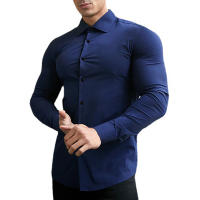 Camisa lisa de manga larga para hombre, ropa deportiva superajustada, informal, a la moda, para negocios y eventos sociales - details 13