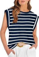 Camiseta a rayas de manga raglán para mujer, Tops de verano a rayas rojas Macron S - details 24